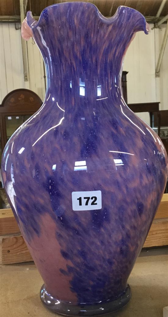 Large pink & blue Murano glass vase (with label)